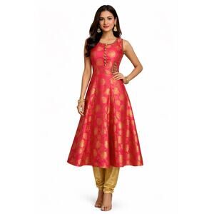 1990s NWT Indian Pakistani 2 Pc Formal Set Pink Gold Size 38